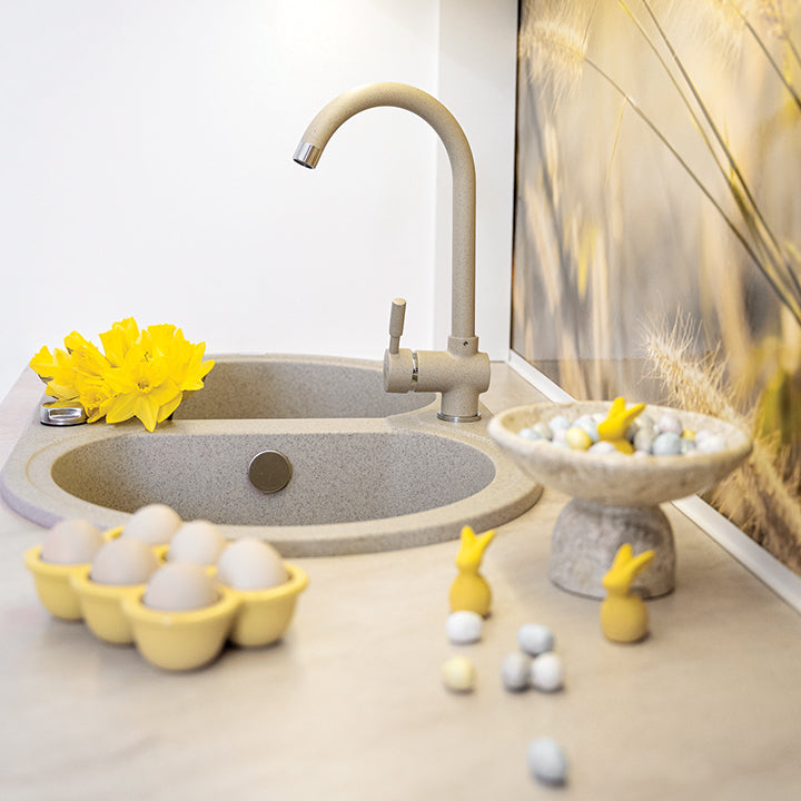Laveo Dafne Granite Sink 2 Bowl - Beach Sand – product view 6