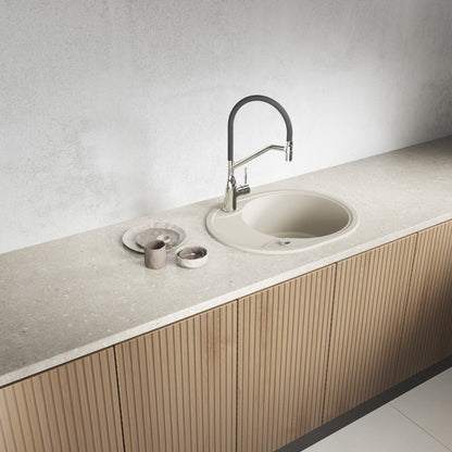 Laveo Dafne Granite Sink 1 Bowl with Half Drainer - Beach Sand – product view 1