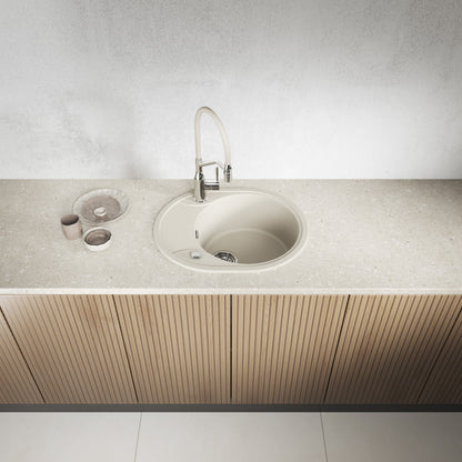 Laveo Dafne Granite Sink 1 Bowl with Half Drainer - Beach Sand – product view 2