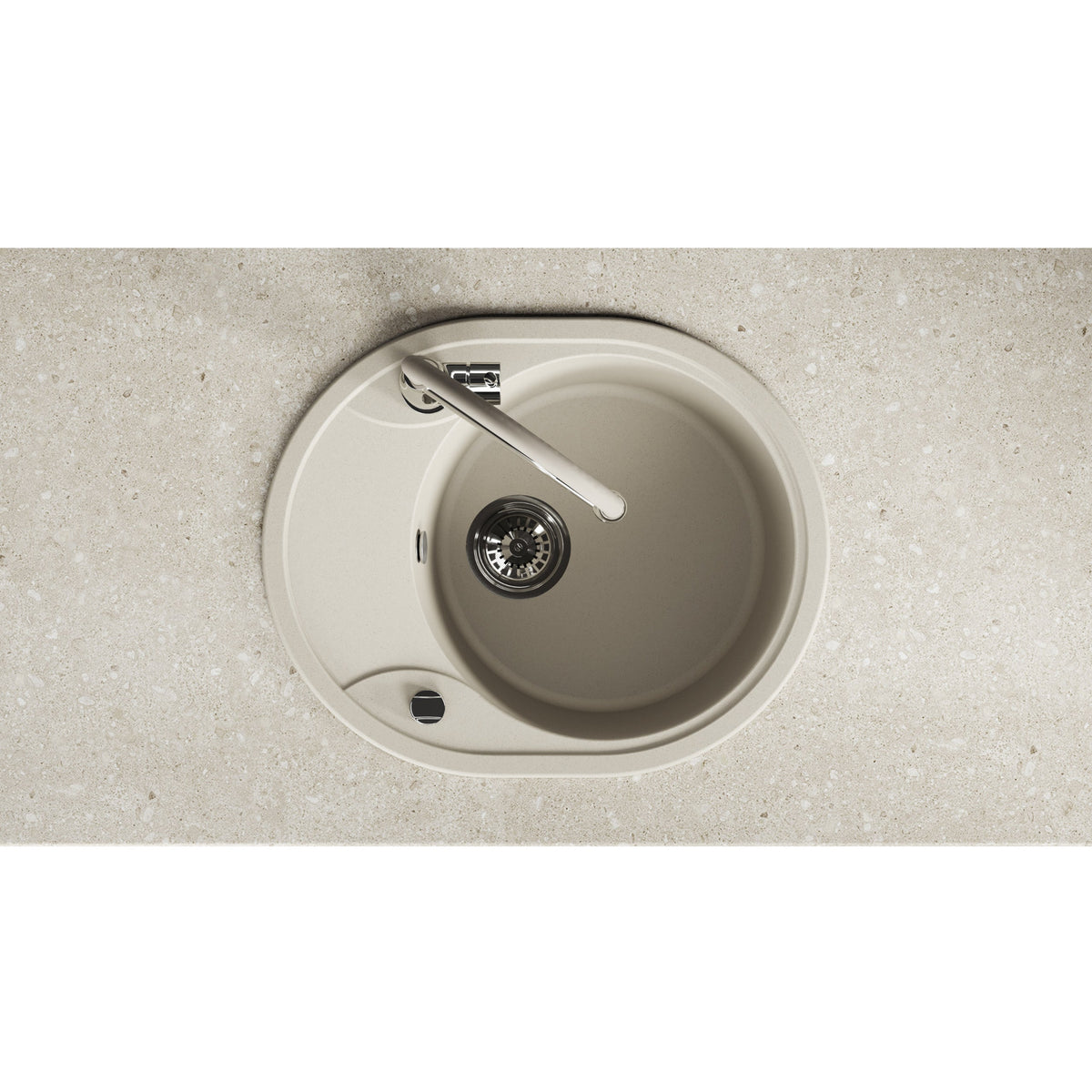 Laveo Dafne Granite Sink 1 Bowl with Half Drainer - Beach Sand – product view 4