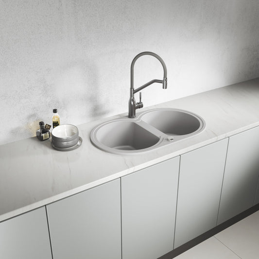 Laveo Dafne Granite Sink 2 Bowl - Grey – product view 1