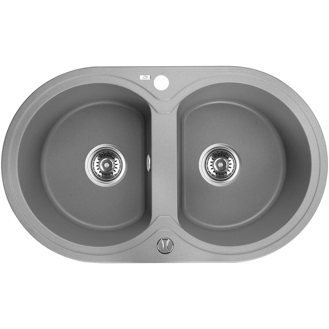 Laveo Dafne Granite Sink 2 Bowl - Grey – product view 2