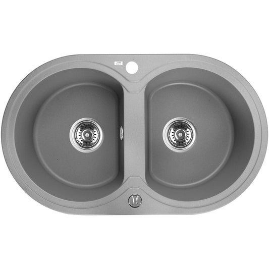 Laveo Dafne Granite Sink 2 Bowl - Grey – product view 2