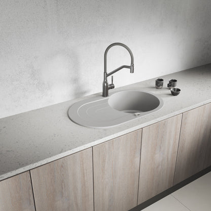 Laveo Dafne Granite Sink 1 Bowl with Drainer - Grey – product view 1