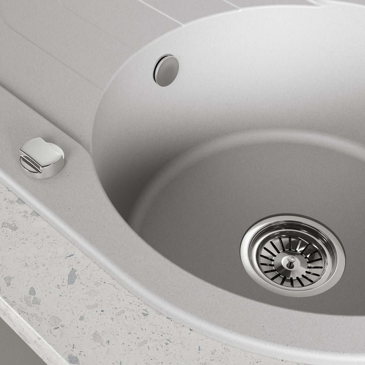 Laveo Dafne Granite Sink 1 Bowl with Drainer - Grey – product view 3