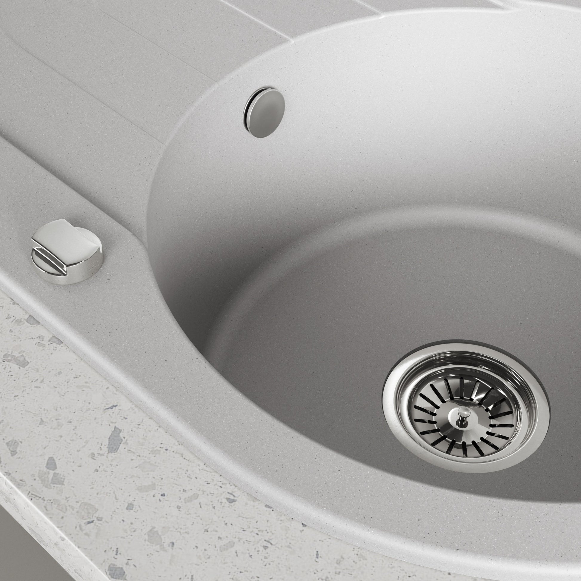 Laveo Dafne Granite Sink 1 Bowl with Drainer - Grey – product view 3