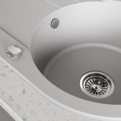 Laveo Dafne Granite Sink 1 Bowl with Drainer - Grey – product view 3