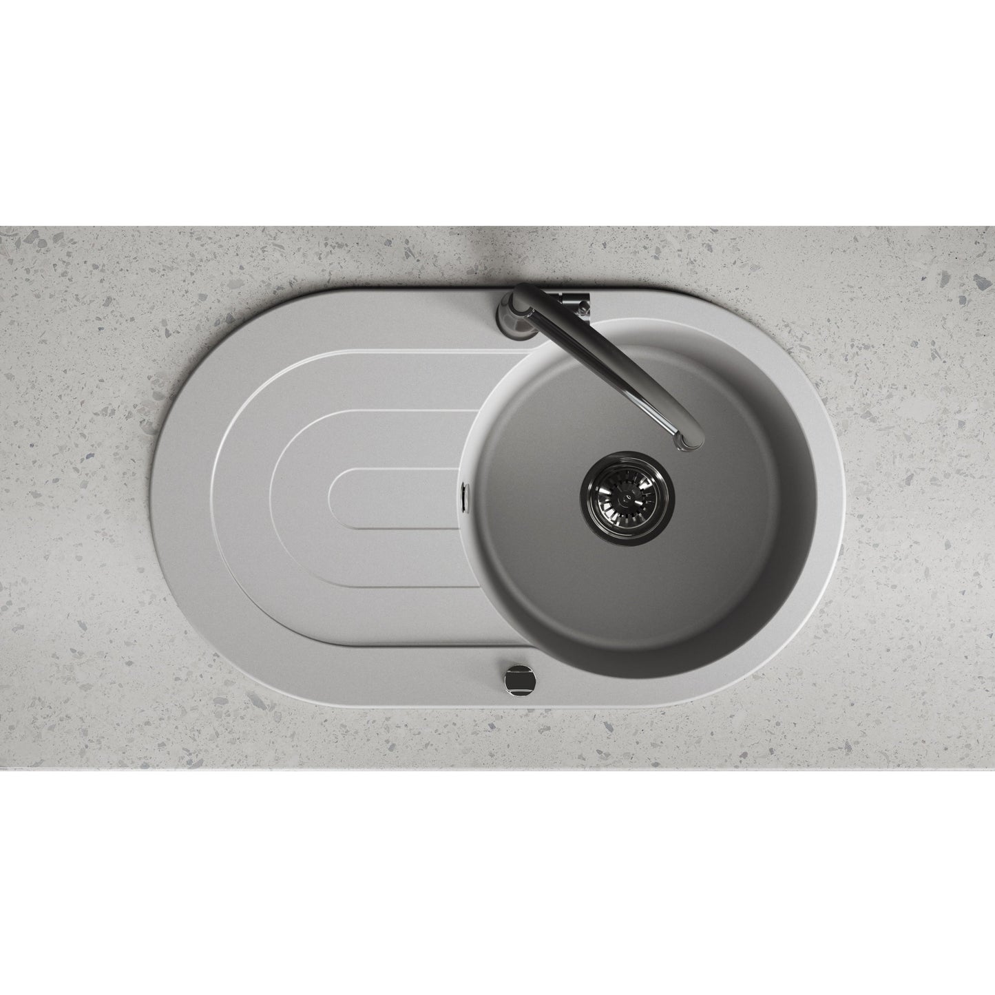 Laveo Dafne Granite Sink 1 Bowl with Drainer - Grey – product view 4
