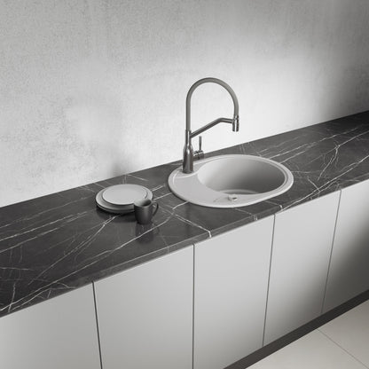 Laveo Dafne Granite Sink 1 Bowl with Half Drainer - Grey – product view 1