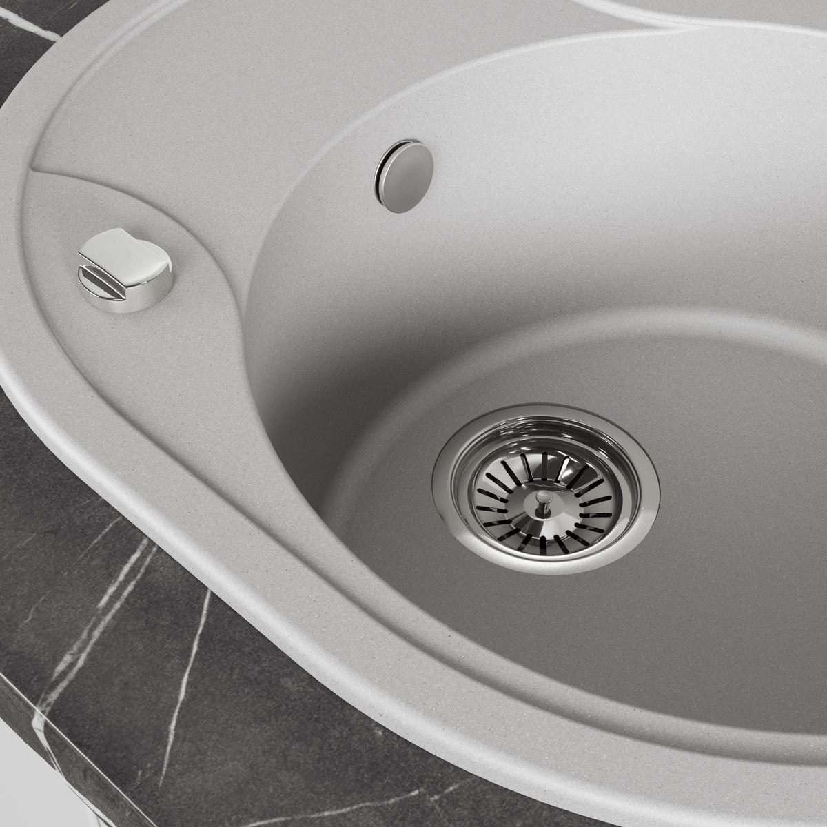 Laveo Dafne Granite Sink 1 Bowl with Half Drainer - Grey – product view 3