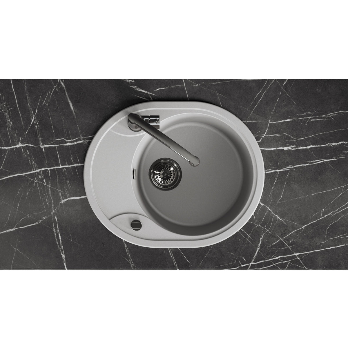 Laveo Dafne Granite Sink 1 Bowl with Half Drainer - Grey – product view 4