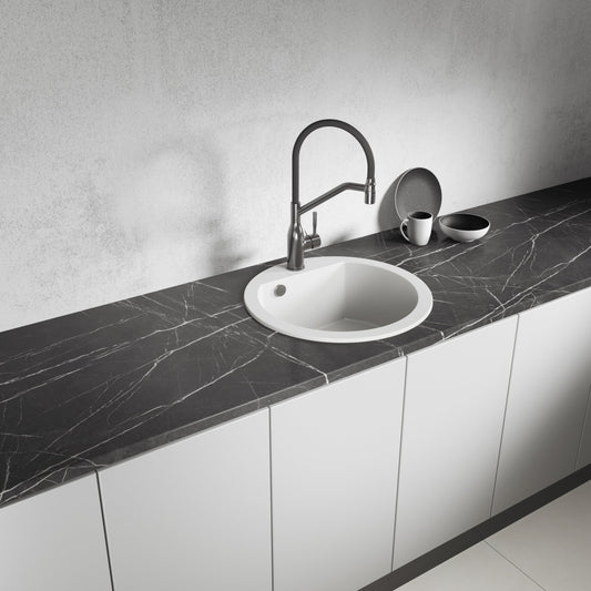 Laveo Dafne Granite Sink 1 Bowl - White – product view 1