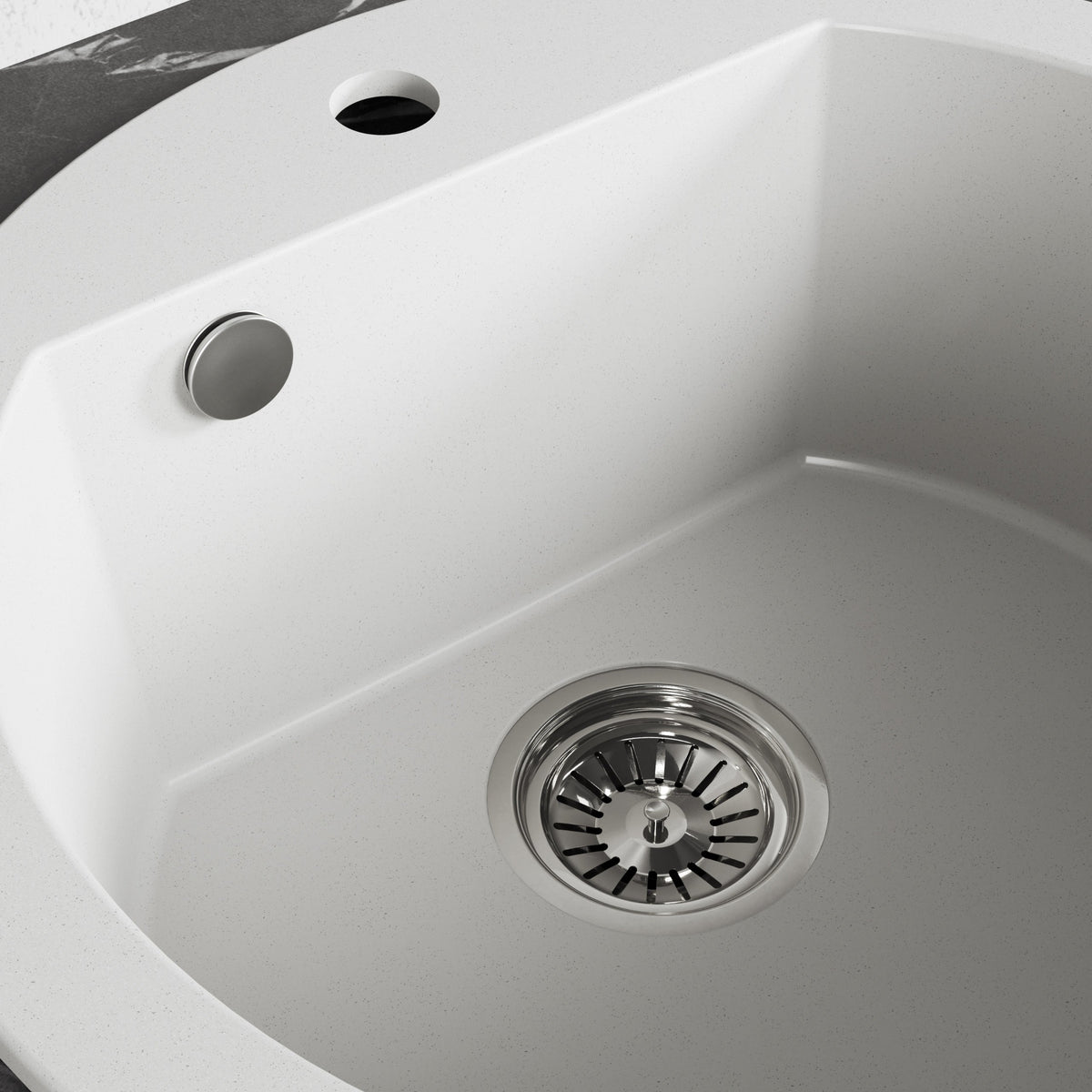 Laveo Dafne Granite Sink 1 Bowl - White – product view 3