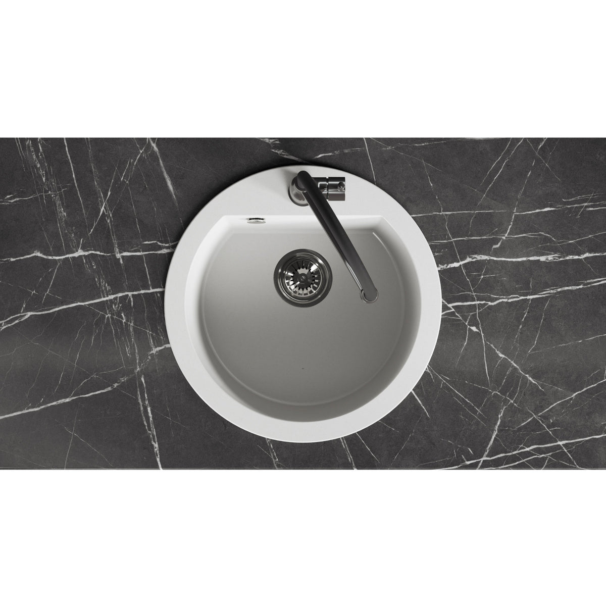 Laveo Dafne Granite Sink 1 Bowl - White – product view 4