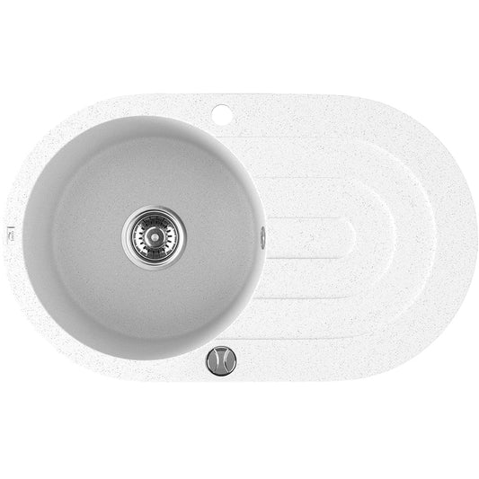 Laveo Dafne Granite Sink 1 Bowl with Drainer - White – product view 1