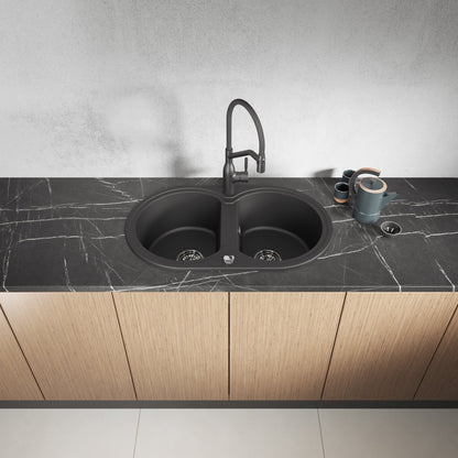 Laveo Dafne Granite Sink 2 Bowl - Black – product view 2