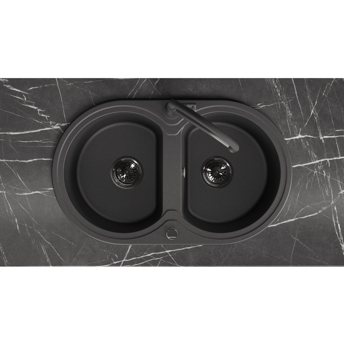 Laveo Dafne Granite Sink 2 Bowl - Black – product view 4