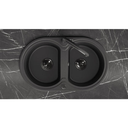 Laveo Dafne Granite Sink 2 Bowl - Black – product view 4