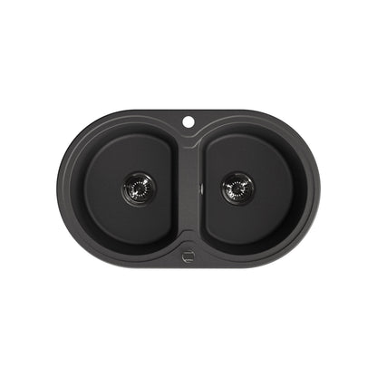 Laveo Dafne Granite Sink 2 Bowl - Black – product view 5