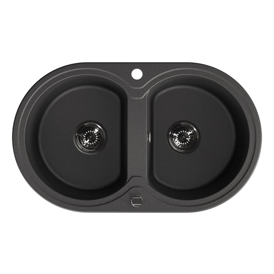 Laveo Dafne Granite Sink 2 Bowl - Black – product view 5