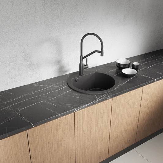 Laveo Dafne Granite Sink 1 Bowl - Black – product view 1
