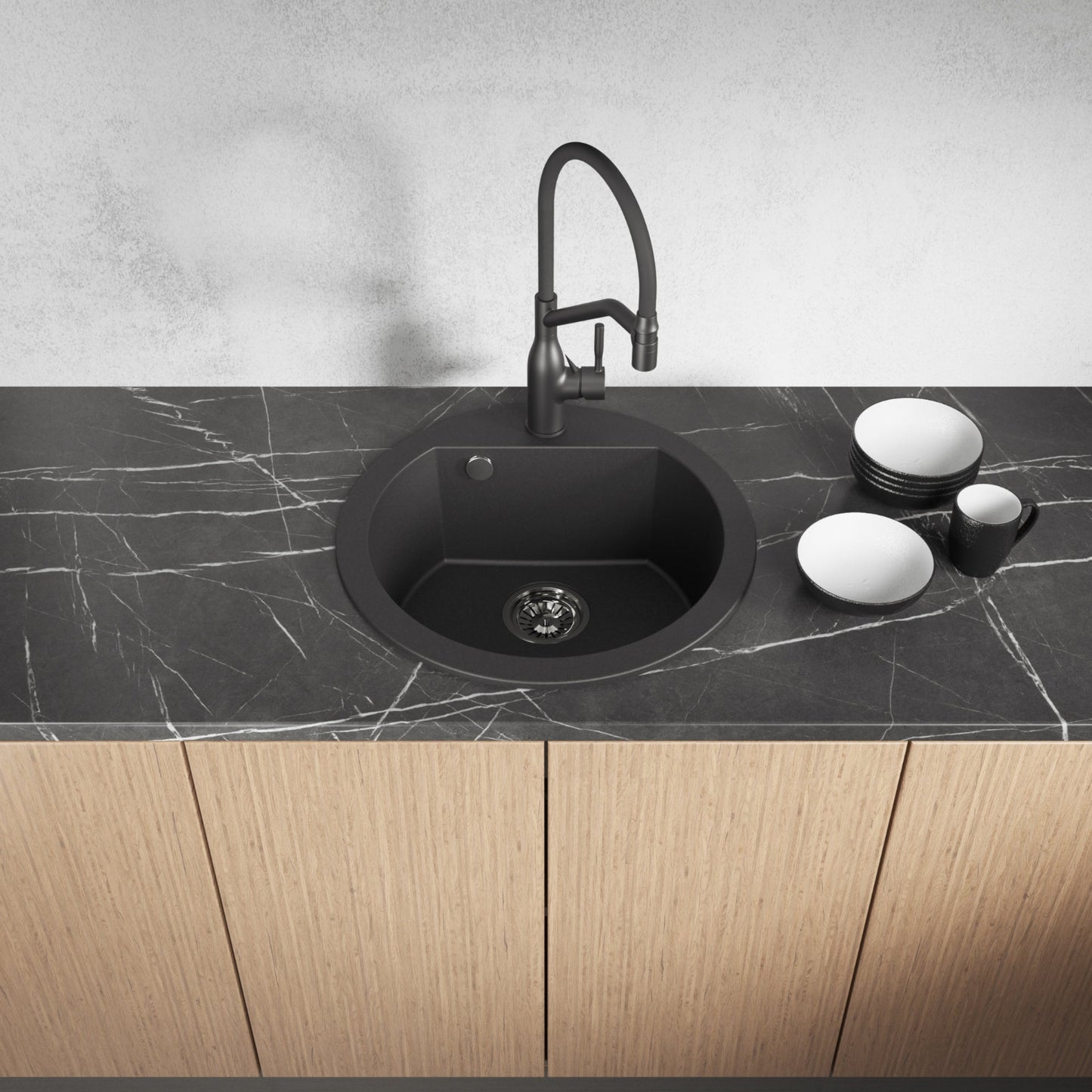 Laveo Dafne Granite Sink 1 Bowl - Black – product view 2