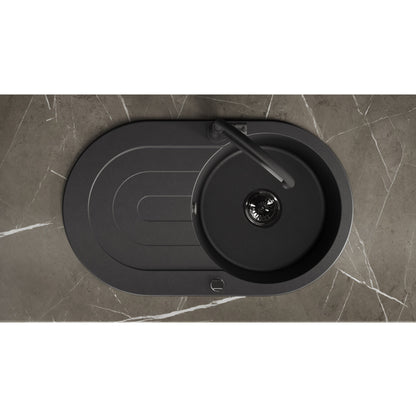 Laveo Dafne Granite Sink 1 Bowl with Drainer - Black – product view 4