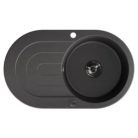 Laveo Dafne Granite Sink 1 Bowl with Drainer - Black – product view 5