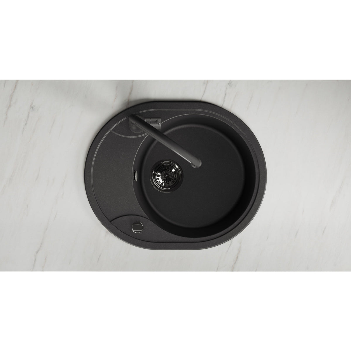 Laveo Dafne Granite Sink 1 Bowl with Half Drainer - Black – product view 4