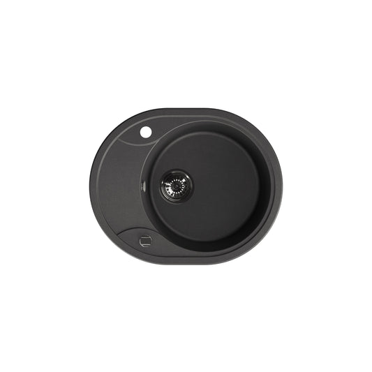Laveo Dafne Granite Sink 1 Bowl with Half Drainer - Black – product view 5