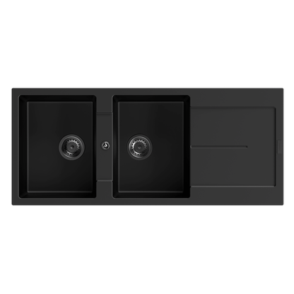 STERNHAGEN ENIGMA Granite Kitchen Sink Double Bowl with Drainer - Black