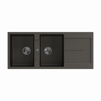 STERNHAGEN ENIGMA Granite Kitchen Sink Double Bowl with Drainer - Metallic Grey