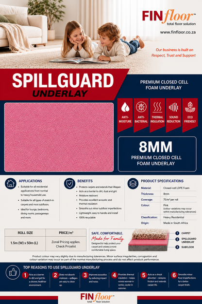 FINfloor Spill Guard 8 mm Carpet Underlay – 75 m² Roll