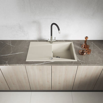 Laveo Grenada Granite Sink 1 Bowl with Drainer - Beach Sand – product view 2