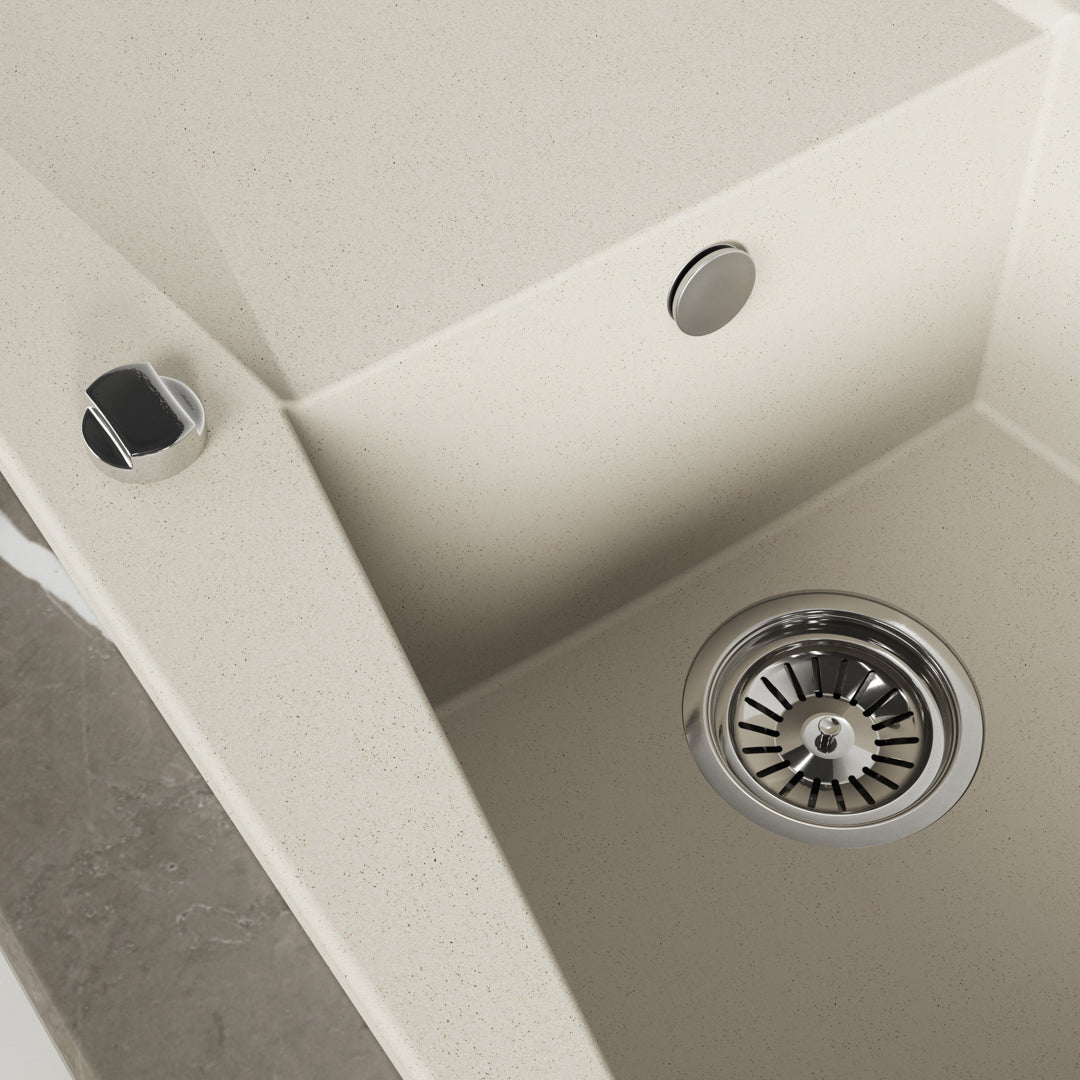 Laveo Grenada Granite Sink 1 Bowl with Drainer - Beach Sand – product view 3