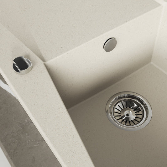 Laveo Grenada Granite Sink 1 Bowl with Drainer - Beach Sand – product view 3