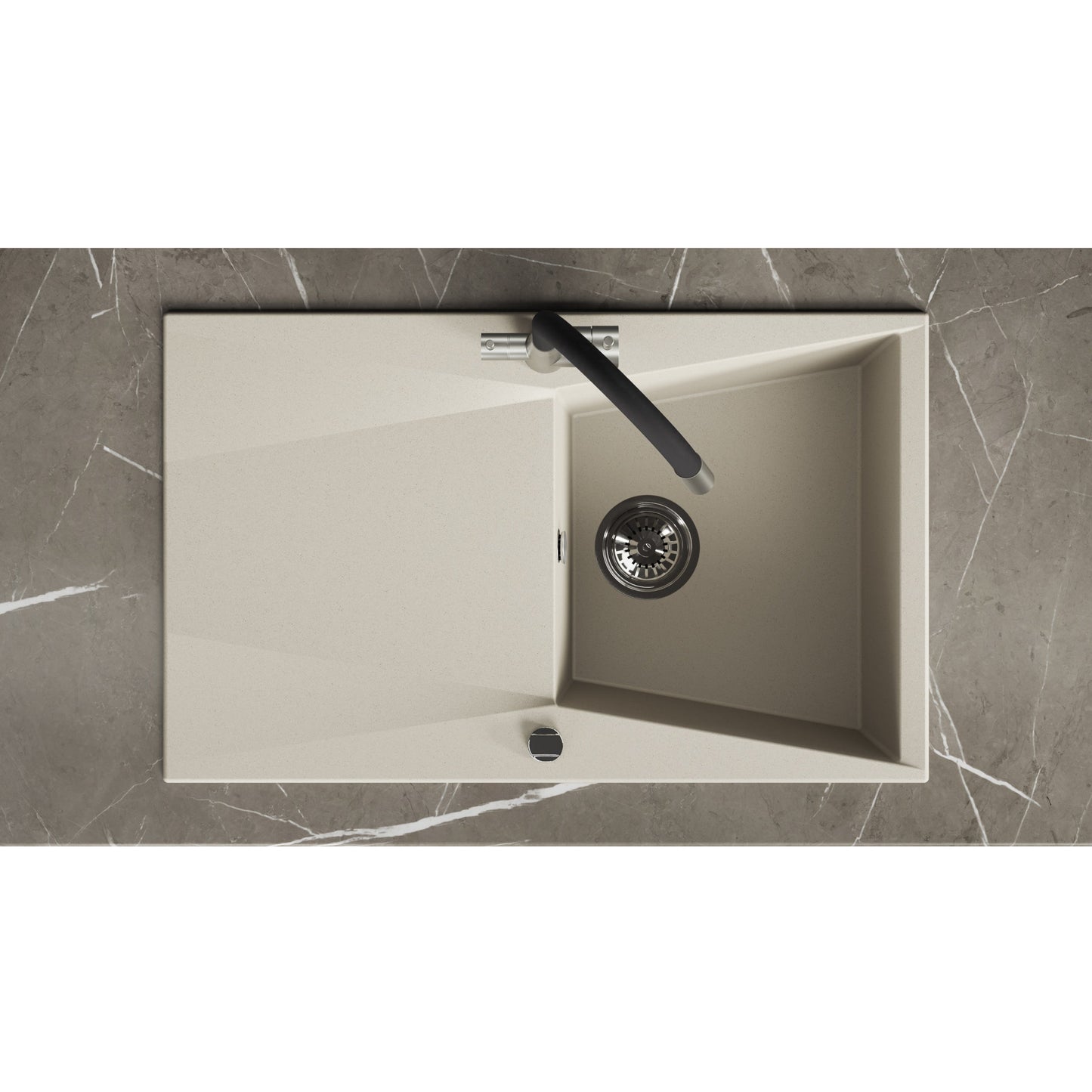Laveo Grenada Granite Sink 1 Bowl with Drainer - Beach Sand – product view 4