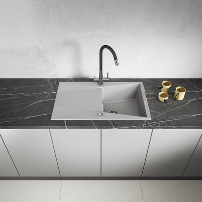 Laveo Grenada Granite Sink 1 Bowl with Drainer - Grey – product view 2