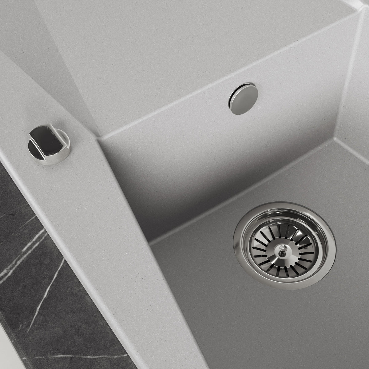 Laveo Grenada Granite Sink 1 Bowl with Drainer - Grey – product view 3