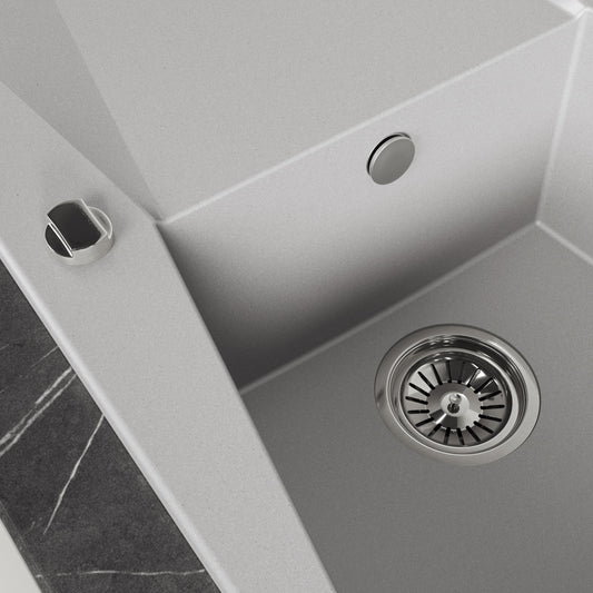 Laveo Grenada Granite Sink 1 Bowl with Drainer - Grey – product view 3