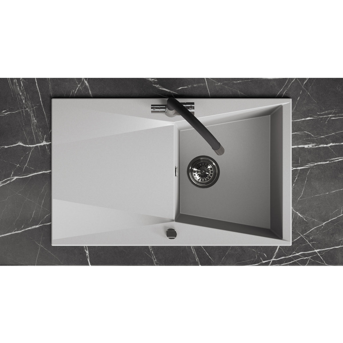 Laveo Grenada Granite Sink 1 Bowl with Drainer - Grey – product view 4