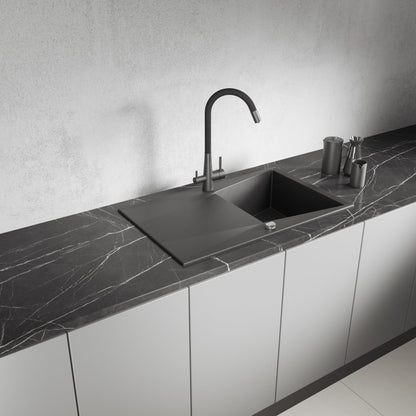 Laveo Grenada Granite Sink 1 Bowl with Drainer - Black – product view 1