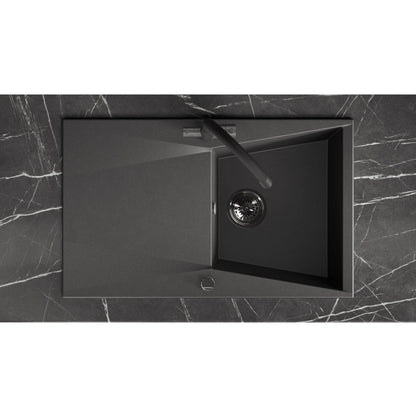 Laveo Grenada Granite Sink 1 Bowl with Drainer - Black – product view 4