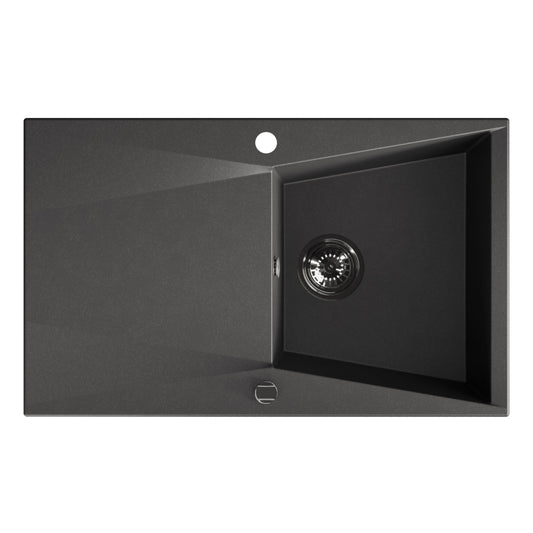 Laveo Grenada Granite Sink 1 Bowl with Drainer - Black – product view 5