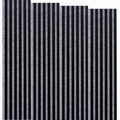 Marbet Design Woodline - 4 units x Black Lamella Panel on Grey Felt - 2700 x 300 mm