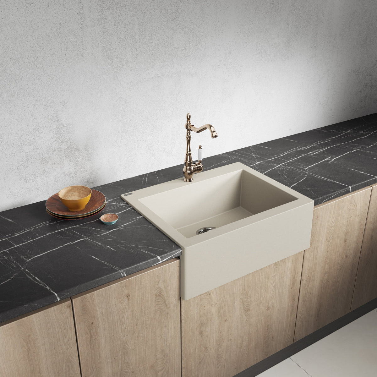 Laveo Komodo Granite Kitchen Sink Single Bowl 630 mm - Beach Sand – product view 1
