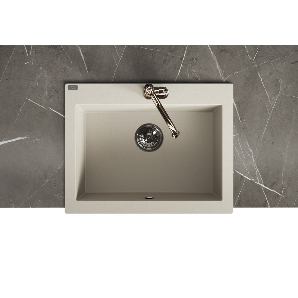 Laveo Komodo Granite Kitchen Sink Single Bowl 630 mm - Beach Sand – product view 4