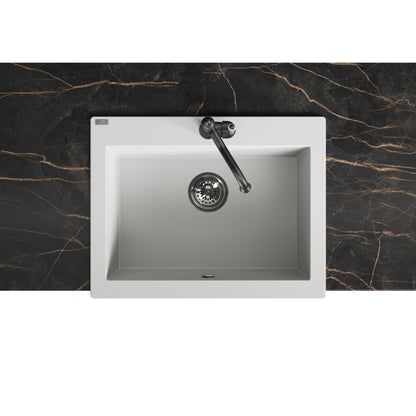 Laveo Komodo Granite Kitchen Sink Single Bowl 630 mm - White – product view 4