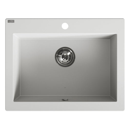 Laveo Komodo Granite Kitchen Sink Single Bowl 630 mm - White – product view 5