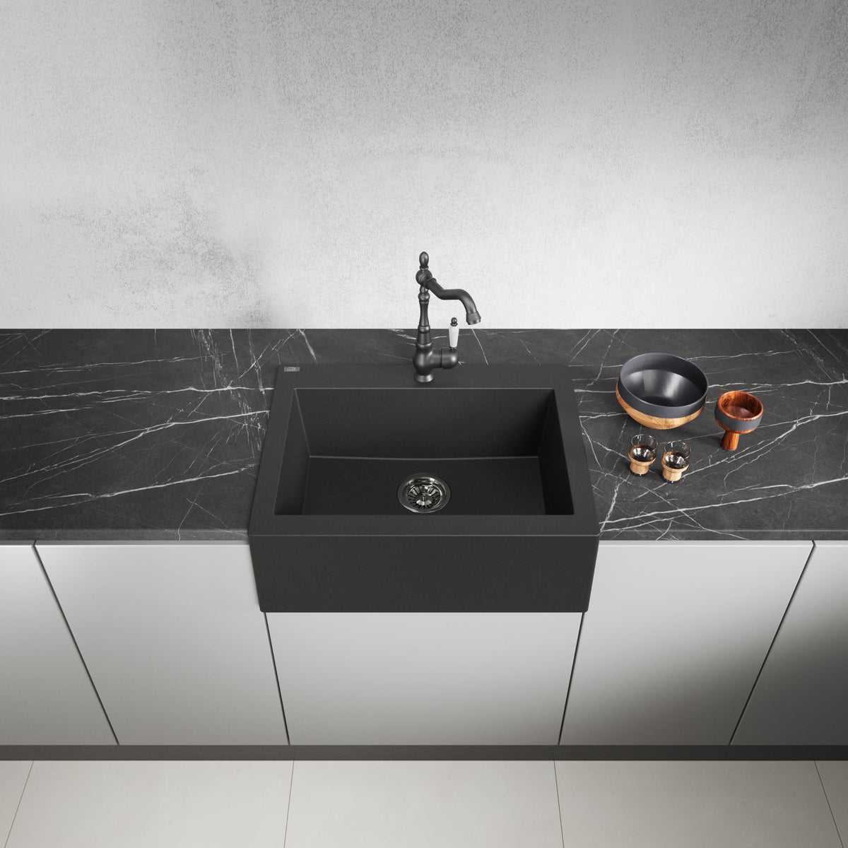 Laveo Komodo Granite Kitchen Sink Single Bowl 630 mm - Black – product view 2